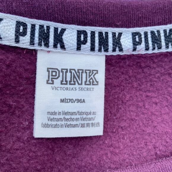 PINK Victoria's Secret Colorblock Crewneck Sweatshirt M Maroon & White Pullover - Picture 6 of 6